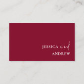 Minimalistische Burgundy Red & White Simple Weddin Platzkarte (Rückseite)