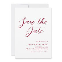 Minimalistische Burgundy Red & White Simple Weddin