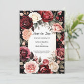 Minimalistische Burgundy Romance Save The Date (Stehend Vorderseite)