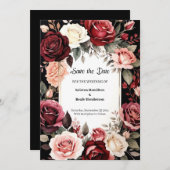 Minimalistische Burgundy Romance Save The Date (Vorne/Hinten)