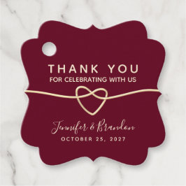 Minimalistische Burgundy Wedding Vielen Dank Geschenkanhänger