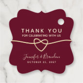 Minimalistische Burgundy Wedding Vielen Dank Geschenkanhänger (Rückseite)