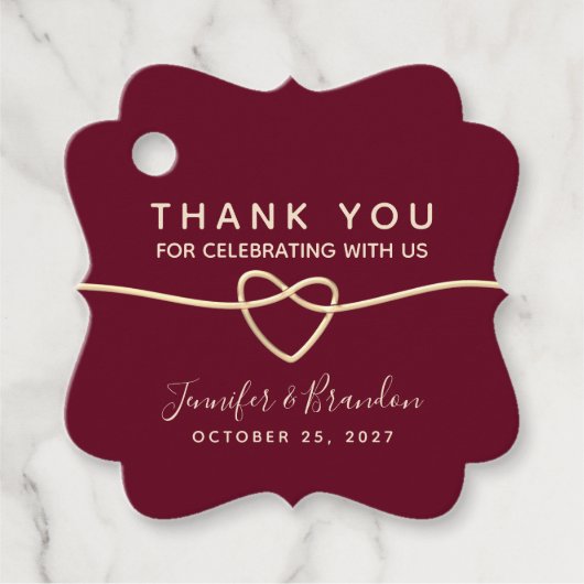 Minimalistische Burgundy Wedding Vielen Dank Geschenkanhänger (Vorderseite)
