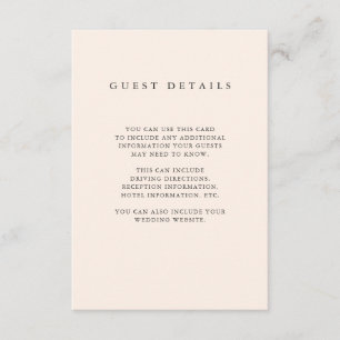 Minimalistische Bürste erröten rosa Begleitkarte