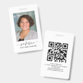 Minimalistische Business-ID mit Foto- und QR-Code Ausweis (Vorder- & Rückseite)