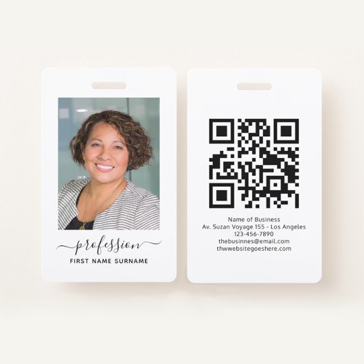 Minimalistische Business-ID mit Foto- und QR-Code Ausweis