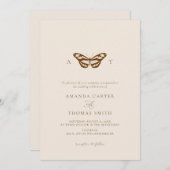 Minimalistische Butterfly Monogram Chic Wedding Einladung (Vorne/Hinten)