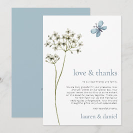 Minimalistische Butterfly Wildblume QR Code Hochze Dankeskarte