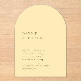 Minimalistische Buttergelbe Moderne Hochzeit Acryleinladungen