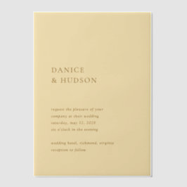 Minimalistische Buttergelbe Moderne Hochzeit Pergament Einladungen