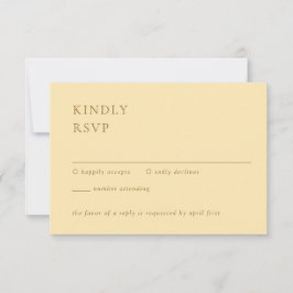 Minimalistische Buttergelbe Moderne Hochzeit RSVP Karte