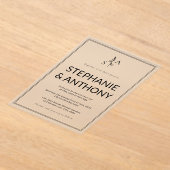 Minimalistische BW-Monogramm-Wildblume Acryleinladungen (Ablage )