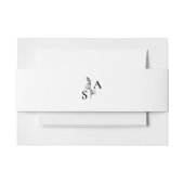 Minimalistische BW-Monogramm-Wildblume Einladungsbanderole (Vorderseite Beispiel)