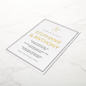 Minimalistische BW-Monogramm-Wildblume Folieneinladung (Gedreht)