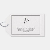 Minimalistische BW-Monogramm-Wildblume Geschenkanhänger (Rückseite Horizontal)