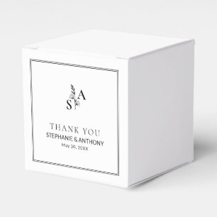 Minimalistische BW-Monogramm-Wildblume Geschenkschachtel