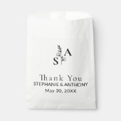 Minimalistische BW-Monogramm-Wildblume Geschenktütchen (Vorderseite)