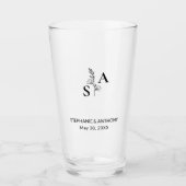 Minimalistische BW-Monogramm-Wildblume Glas (Vorderseite)