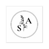 Minimalistische BW-Monogramm-Wildblume Permastempel (Design)