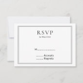 Minimalistische BW-Monogramm-Wildblume RSVP Karte (Vorderseite)