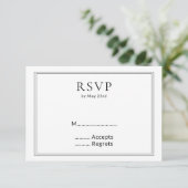 Minimalistische BW-Monogramm-Wildblume RSVP Karte (Stehend Vorderseite)
