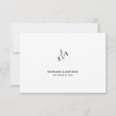 Minimalistische BW-Monogramm-Wildblume RSVP Karte (Rückseite)