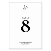 Minimalistische BW-Monogramm-Wildblume Tischnummer (Rückseite)