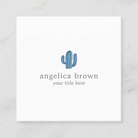 Minimalistische Cactus Business Card Quadratische Visitenkarte (Vorderseite)