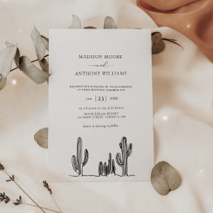 Minimalistische Cactus-Linienkunst-Wüste Hochzeit Einladung