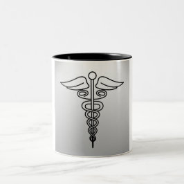 Minimalistische Caduceus Tasse: Sip with Style Zweifarbige Tasse