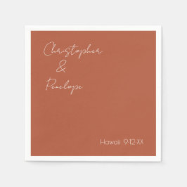 Minimalistische Calligrafie Terra Cotta Wedding Serviette
