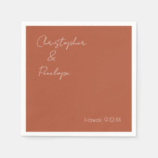 Minimalistische Calligrafie Terra Cotta Wedding Serviette