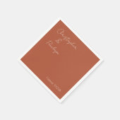 Minimalistische Calligrafie Terra Cotta Wedding Serviette (Ecke)