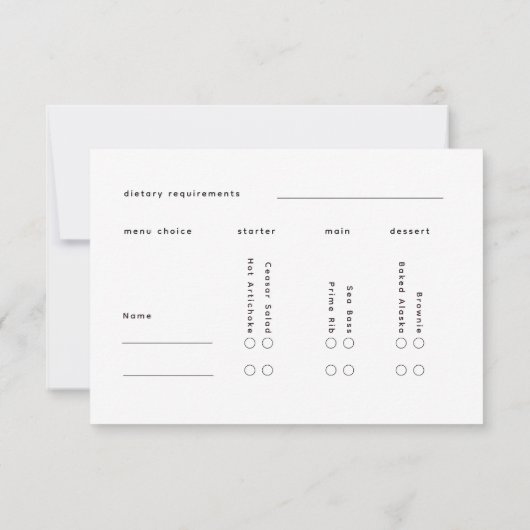 Minimalistische Calligrafy Wedding RSVP Card (Rückseite)