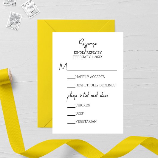 Minimalistische Calligrafy Wedding RSVP Card