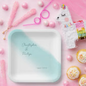 Minimalistische Calligraphie Aqua Wasserfarbenhoch Pappteller (Party)