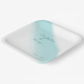 Minimalistische Calligraphie Aqua Wasserfarbenhoch Pappteller (Gewinkelt)