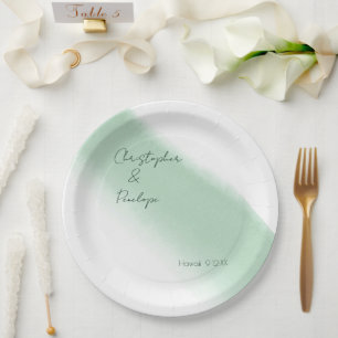 Minimalistische Calligraphie Emerald Watercolor Ho Pappteller