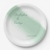 Minimalistische Calligraphie Emerald Watercolor Ho Pappteller (Vorderseite)