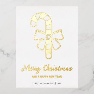 Minimalistische Candy Cane-Form mit Bohnweih Folien Feiertagspostkarte