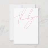 Minimalistische Candy Pink Script Typografy Weddin Dankeskarte (Rückseite)