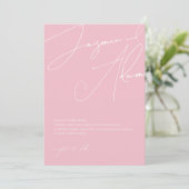 Minimalistische Candy Pink Script Typografy Weddin Einladung (Stehend Vorderseite)