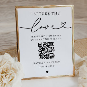 Minimalistische Capture the Love QR Foto Herz Poster