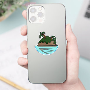Minimalistische Cartoon-Tropeninsel im Ozean G Aufkleber
