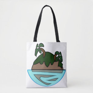 Minimalistische Cartoon-Tropeninsel im Ozean G Tasche