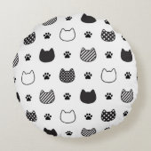 Minimalistische Cat Faces Rundes Kissen (Rückseite)