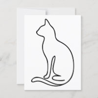 Minimalistische Cat Line Art - Schwarze Kontur Sil