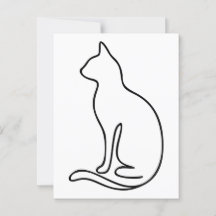 Minimalistische Cat Line Art - Schwarze Kontur Sil