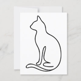 Minimalistische Cat Line Art - Schwarze Kontur Sil Postkarte