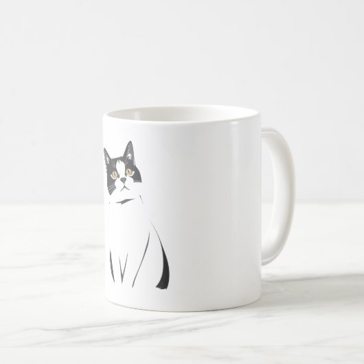 Minimalistische Cat Line Art Tasse - Elegant & mod (VorderseiteRechts)